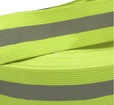 HZ- LIAN  反光松緊帶　螢光黃彈力反光帶服裝松緊反光織帶  滌綸  LA-6009   4*1.5cm / 5*2cm 正面照